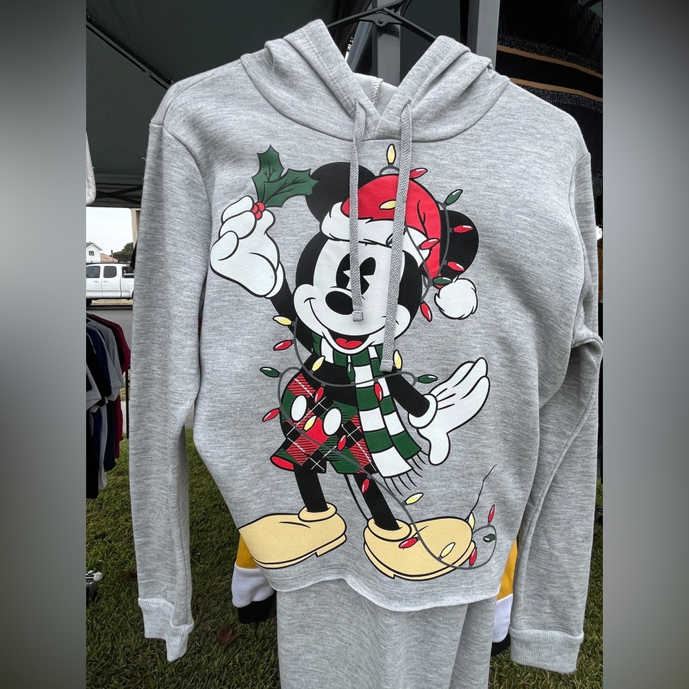 Disney's Mickey Mouse 2 piece Juniors' Mistletoe Graphic Hoodie - Picture 2 of 7